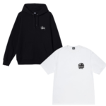 Ensemble Pull Stüssy Basic Noir & T-shirt 8 Ball Corp Blanc