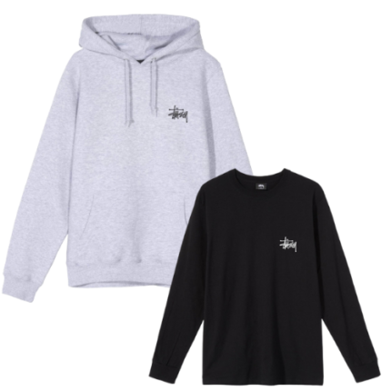 Ensemble Pull Stüssy Basic Gris & T-shirt Manches Longues Stüssy Noir