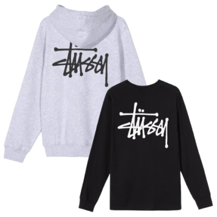 Ensemble Pull Stüssy Basic Gris & T-shirt Manches Longues Stüssy Noir