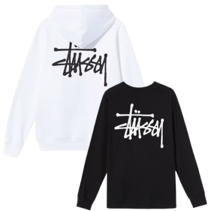 Pull Stüssy Basic – Ensemble Hoodie & T-shirt Manches Longues Noir