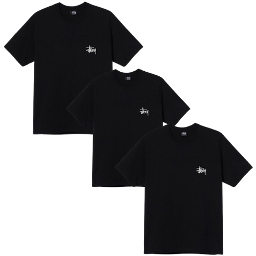 BASIC-STUSSY-TEE-COMBO-BLACK.png Lot de 3 T-shirts Stüssy Basic Noir