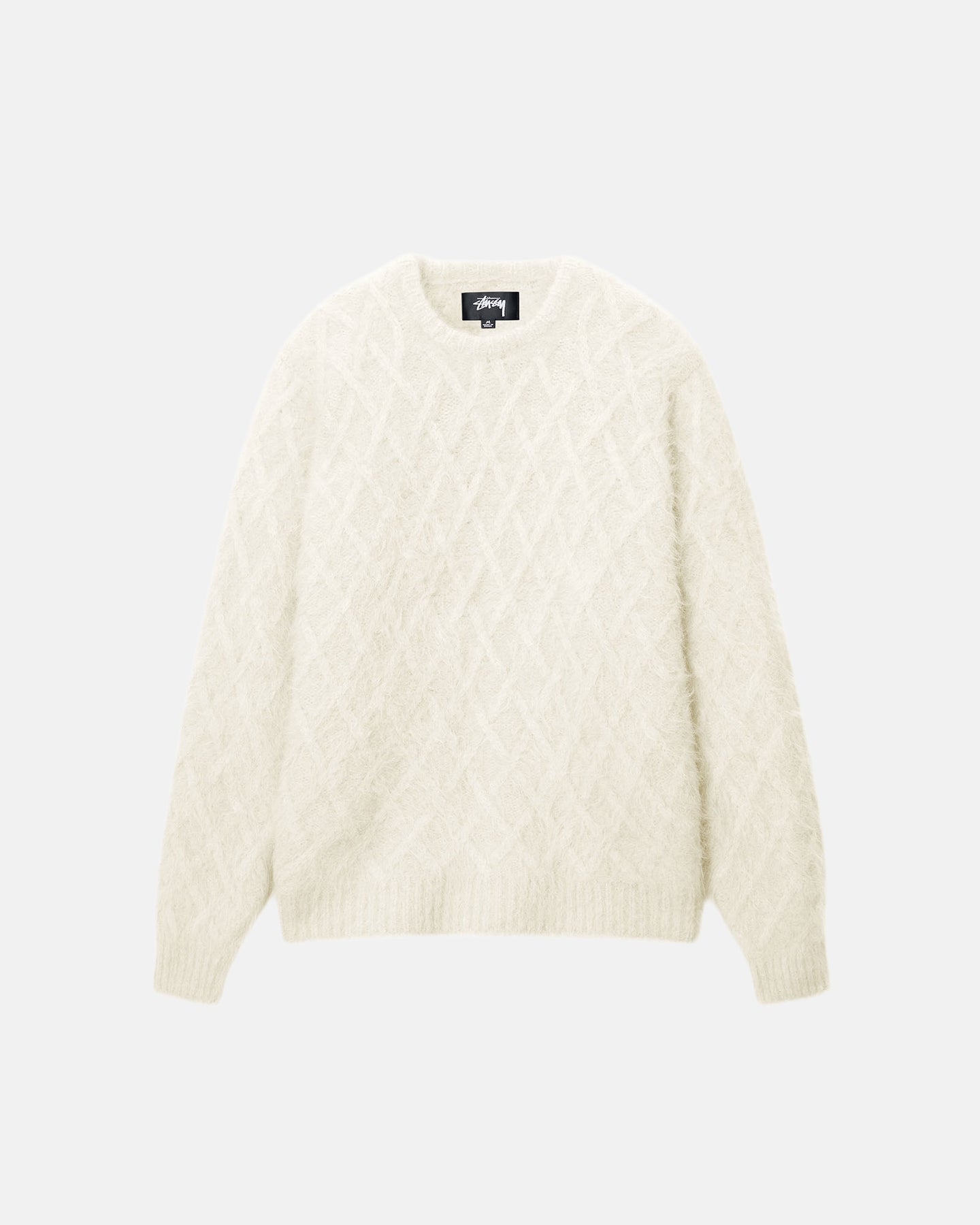 FUZZY-LATTICE-CREW-SWEATER-1.jpg Sweat Stüssy Fuzzy Lattice Écru