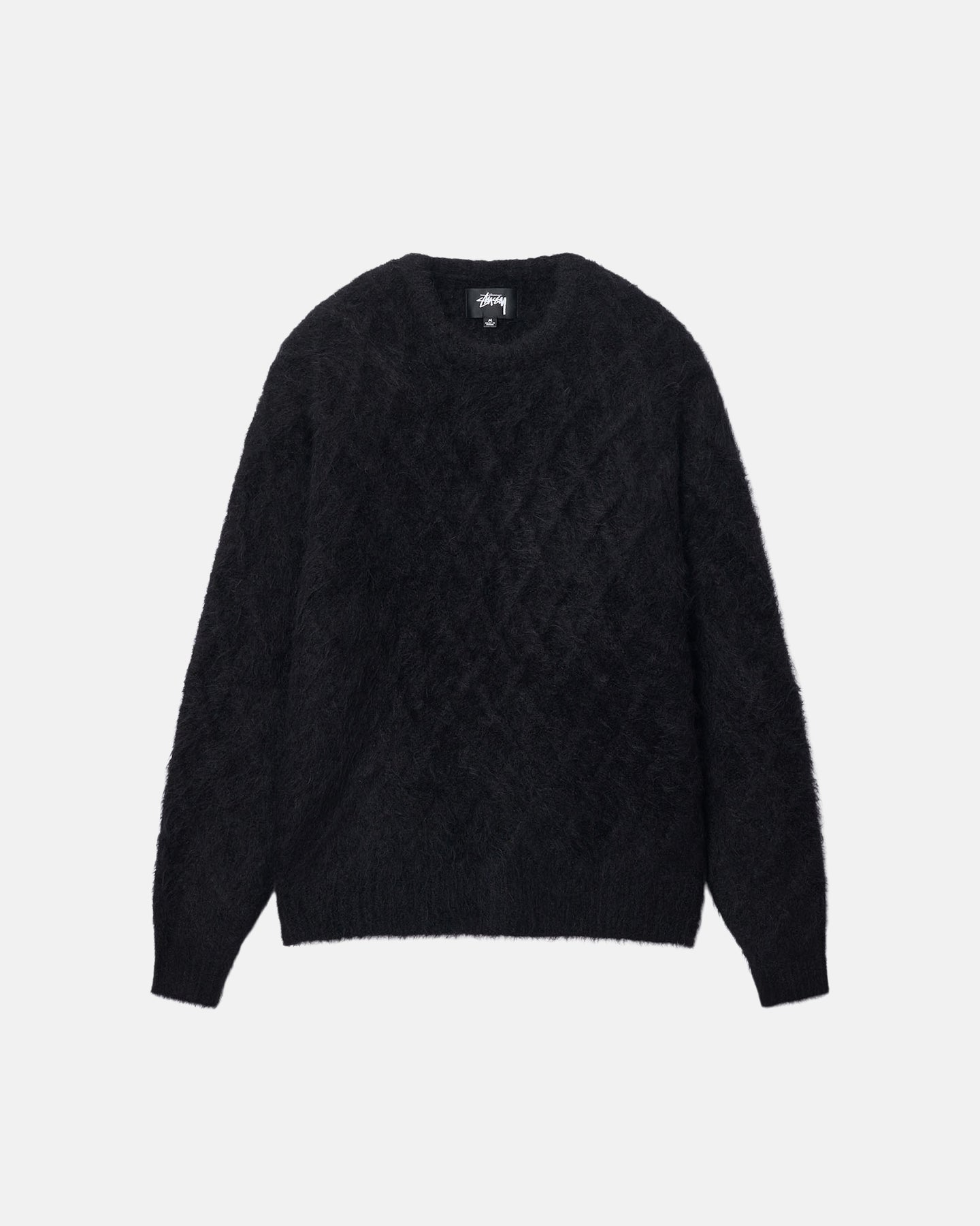 FUZZY-LATTICE-CREW-SWEATER-BLACK-1.jpg Sweat Stüssy Fuzzy Lattice Noir