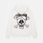 Pull Stüssy Skull & Bones Pigment Dye Blanc
